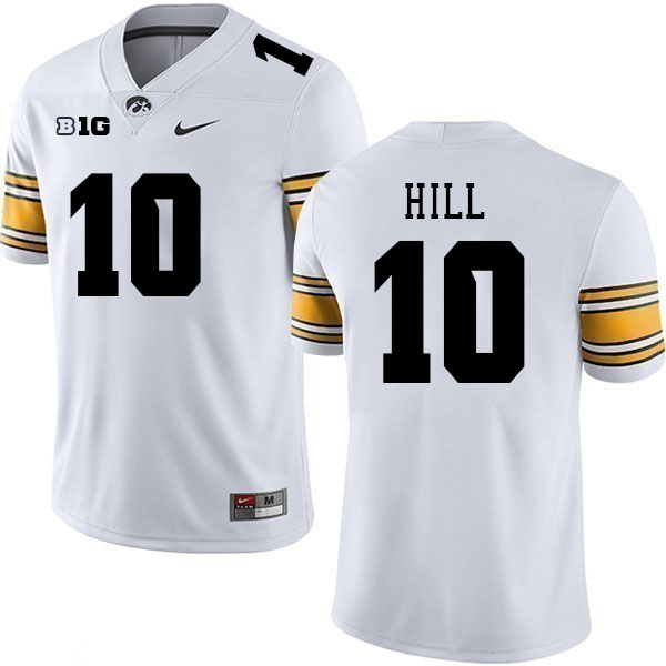 Iowa Hawkeyes #10 Deacon Hill College Football Jerseys Stitched Sale-White